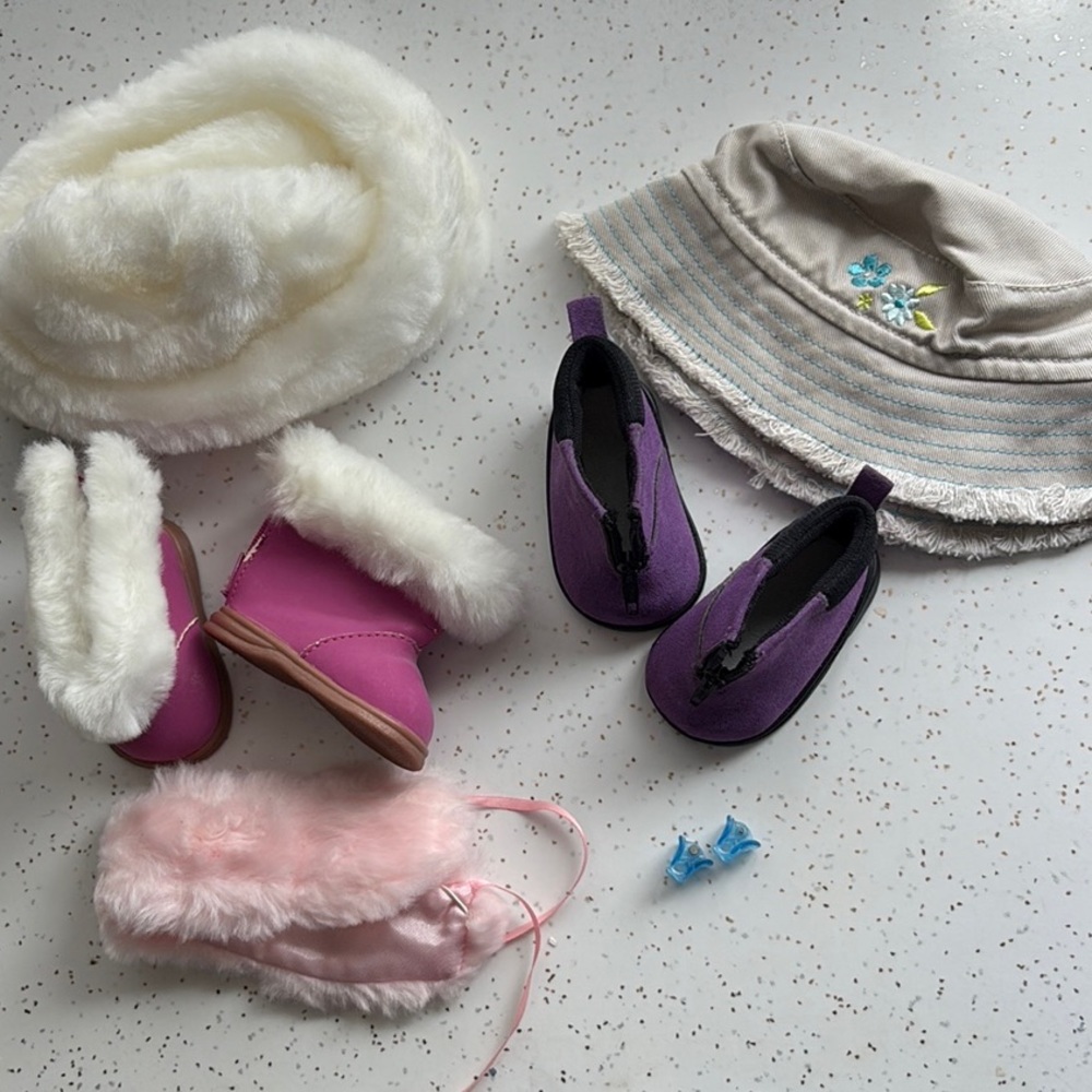 Vintage American Girl Doll Accessories Set - Pink, Purple, White, Tan